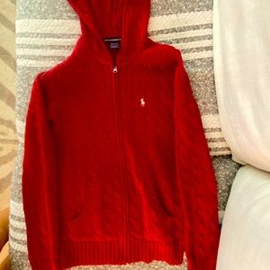 Ralph Lauren Womens Red Cable knit hoodie Small NWOT